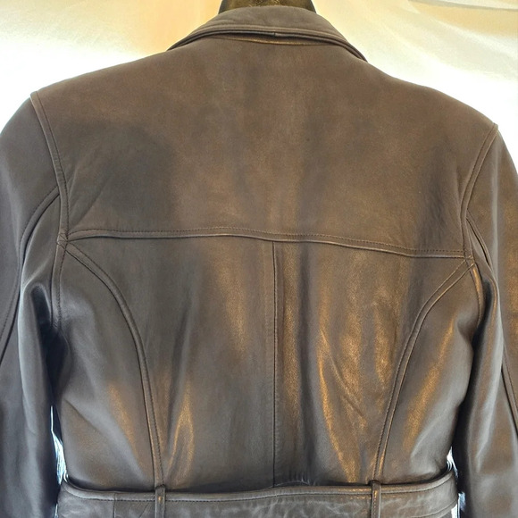 Chocolate Knoles & Carter Leather 3/4 Coat EUC 🍫 - Picture 8 of 15